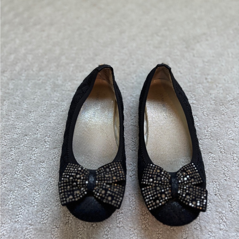Stuart Weitzman Black Kids Shoes with Bow